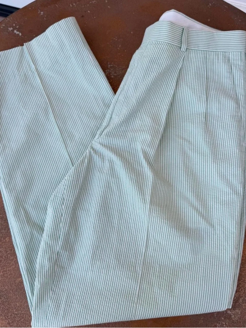 Paul Fredrick Pinstripe Cotton Pleated Suit Pant trousers Size 32